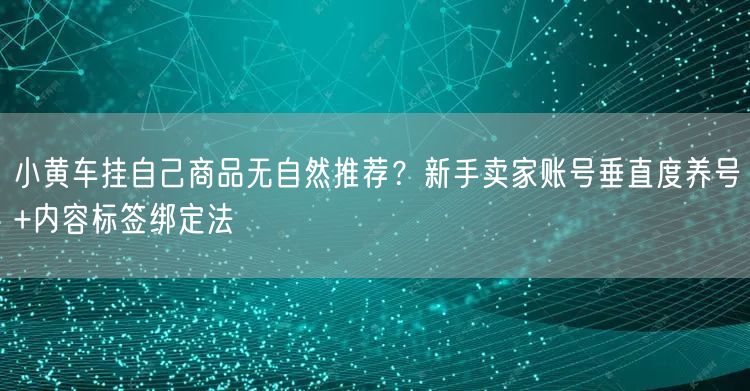 小黄车挂自己商品无自然推荐?新手卖家账号垂直度养号+内容标签绑定法