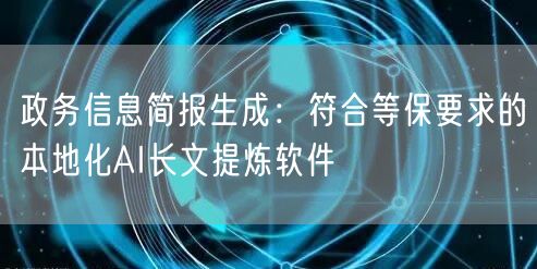 政务信息简报生成:符合等保要求的本地化AI长文提炼软件