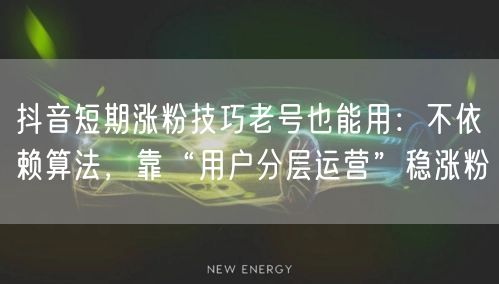 抖音短期涨粉技巧老号也能用:不依赖算法,靠“用户分层运营”稳涨粉