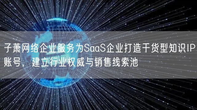 子萧网络企业服务为SaaS企业打造干货型知识IP账号,建立行业权威与销售线索池