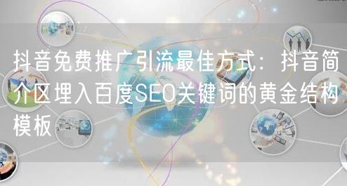 抖音免费推广引流最佳方式:抖音简介区埋入百度SEO关键词的黄金结构模板