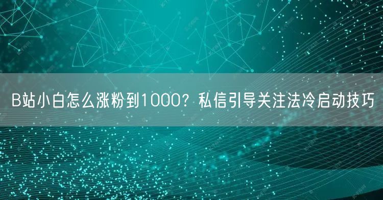 B站小白怎么涨粉到1000？私信引导关注法冷启动技巧