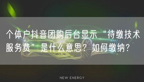 个体户抖音团购后台显示“待缴技术服务费”是什么意思?如何缴纳?