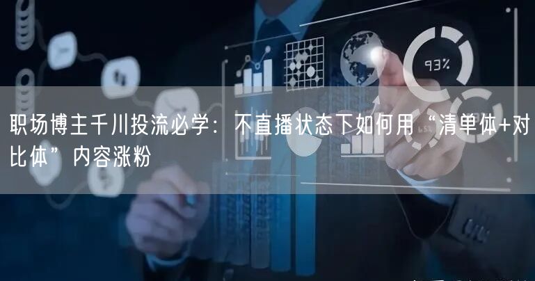 职场博主千川投流必学:不直播状态下如何用“清单体+对比体”内容涨粉