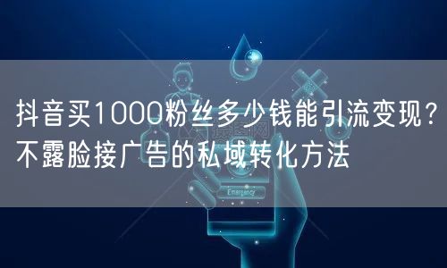 抖音买1000粉丝多少钱能引流变现?不露脸接广告的私域转化方法