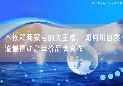 不依赖商家号的大主播,如何用自然流量撬动高单价品牌合作