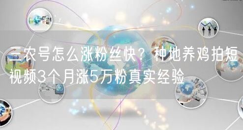 三农号怎么涨粉丝快?种地养鸡拍短视频3个月涨5万粉真实经验