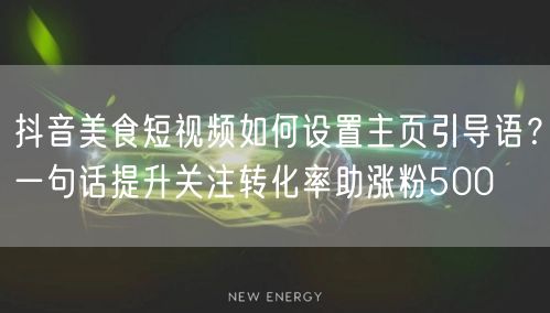 抖音美食短视频如何设置主页引导语？一句话提升关注转化率助涨粉500